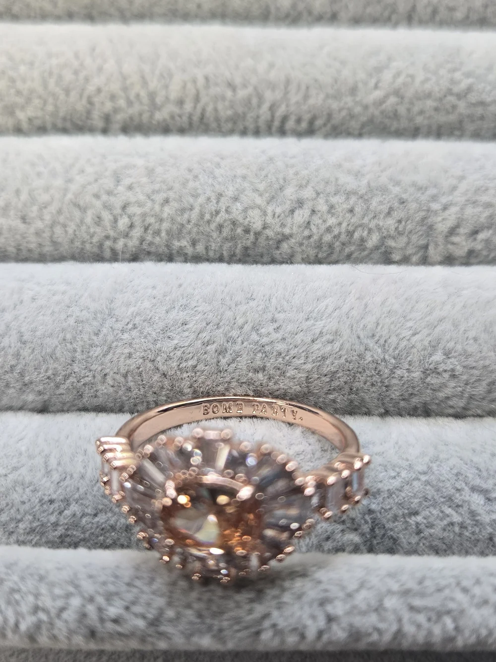 Size 8 Bomb Party Starburst Yellow Cubic Zirconia on Rose Gold Ring